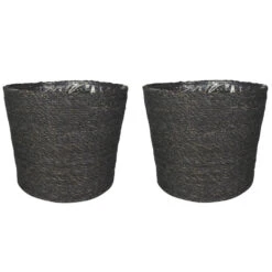 Steege Plantenpot - Grijs - Gevlochten Zeegras - 26 X 23 Cm -Groene Hoek 094baeeaa72c45df87c81e624f323ea1