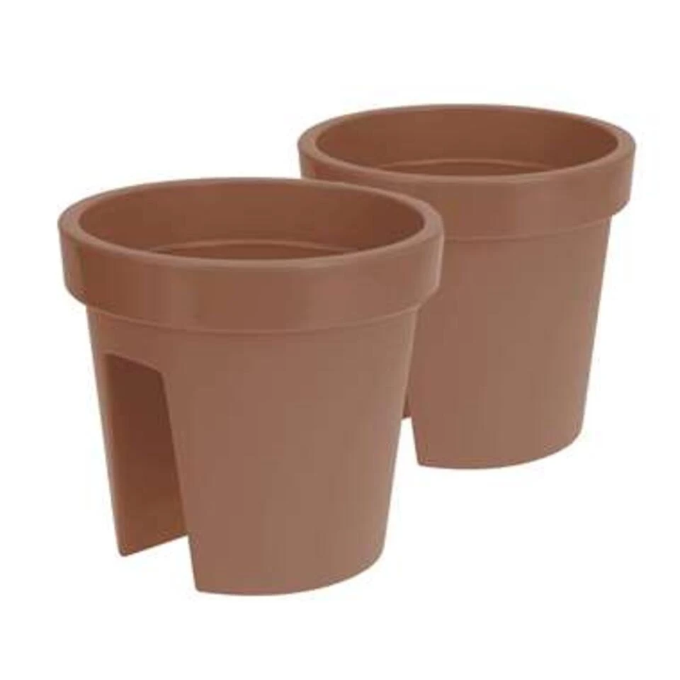Merkloos Balkon Plantenbak - Terracotta - Kunststof - Rond - 28 X 25 Cm 4 Merkloos Balkon Plantenbak - Terracotta - Kunststof - Rond - 28 X 25 Cm - Afbeelding 2