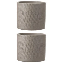 Bloempot In Het Relief Taupe Keramiek Voor Kamerplant H17.5 X D19.5 Cm -Groene Hoek 1000003656 0104