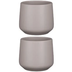 Mica Decorations Bloempot - Taupe - Mat - Keramiek - 15 X 14 Cm -Groene Hoek 1000003670 0102