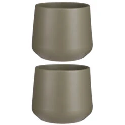 Mica Decorations Bloempot - Donkergroen - Mat - Keramiek - 21 X 18 Cm -Groene Hoek 1000003680 0104