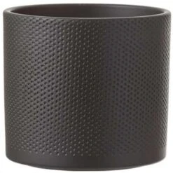Mica Decorations Bloempot - Donkergrijs - Relief - Keramiek - 17 Cm