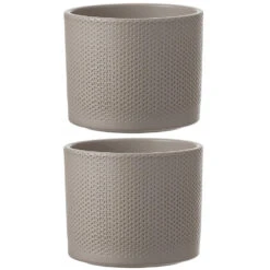 Mica Decorations Bloempot - Taupe - Relief - Keramiek - 17 X 14 Cm -Groene Hoek 1000005182 0103