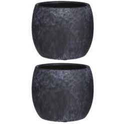 Mica Decorations Bloempot - Mat Zwart - Keramiek - 16 X 14 Cm -Groene Hoek 1000005186 0102