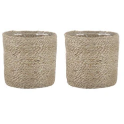 Mica Decorations Plantenpot - Rotan - Bruin - Plantenmand - 16 X 16 Cm -Groene Hoek 1000005237 0103