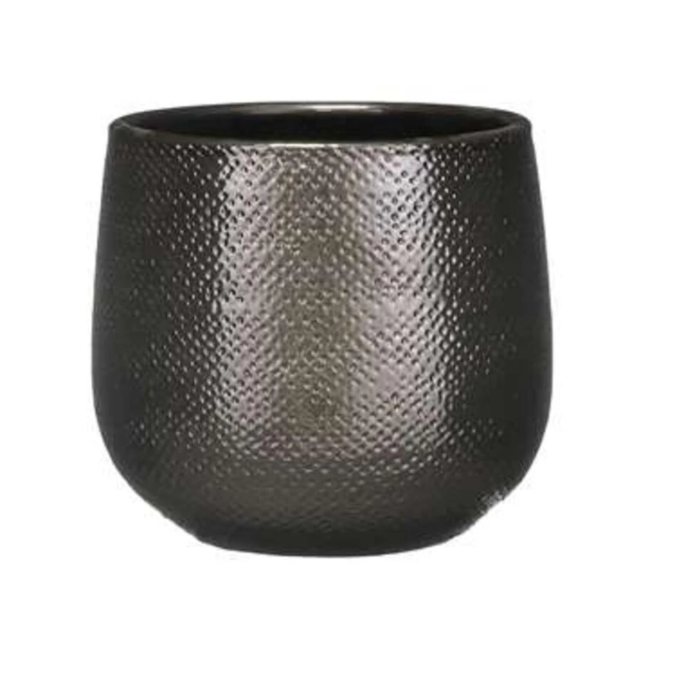 Mica Decorations Plantenpot - Bronskleurig - Geribbeld - 19 X 21 Cm 3 Mica Decorations Plantenpot - Bronskleurig - Geribbeld - 19 X 21 Cm