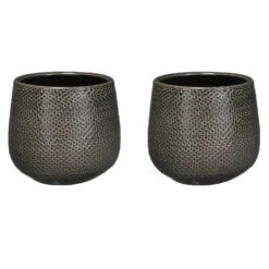 Mica Decorations Plantenpot - Brons - Geribbeld - 12 X 14 Cm -Groene Hoek 1000005264 0103