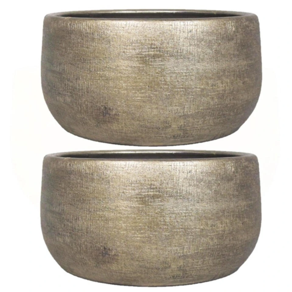 Floran Bloempot - Industrieel Goud - Keramiek - Binnen - 34 X 15 Cm 4 Floran Bloempot - Industrieel Goud - Keramiek - Binnen - 34 X 15 Cm - Afbeelding 2