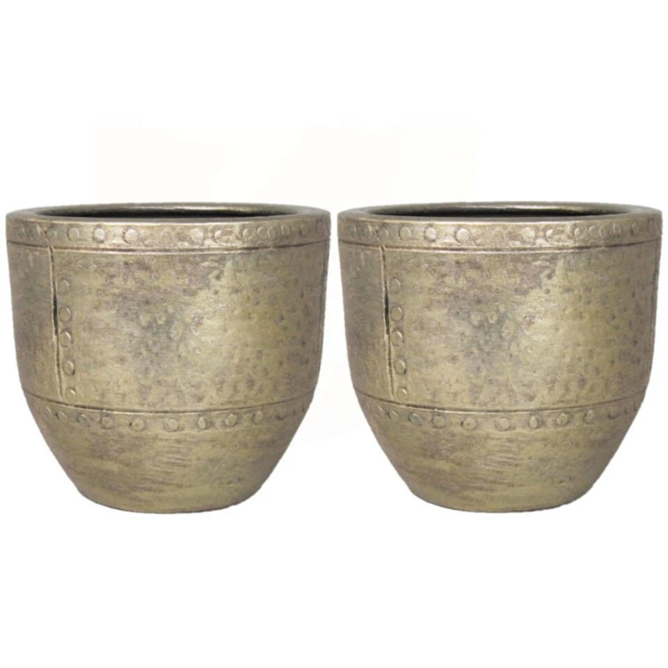 Floran Bloempot - Industrieel - Goud - Keramiek Met Coating - 14 Cm 4 Floran Bloempot - Industrieel - Goud - Keramiek Met Coating - 14 Cm - Afbeelding 2