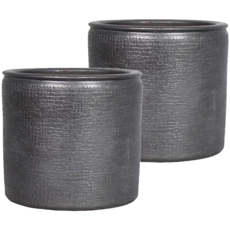 Floran Plantenpot - Industrieel Zwart - Keramiek - 18 X 16 Cm 4 Floran Plantenpot - Industrieel Zwart - Keramiek - 18 X 16 Cm - Afbeelding 2