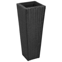 VidaXL Plantenbakken Verhoogd 3 St Poly Rattan Zwart -Groene Hoek 1000005343 0103