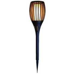 Merkloos Prikspot - Solar Tuinverlichting - Vlameffect - Zwart - 78 Cm