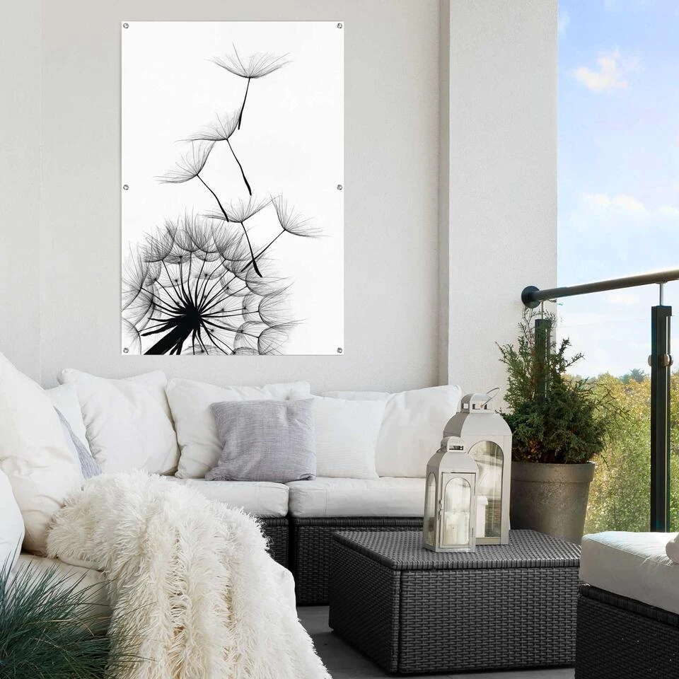 Tuinposter Paardenbloem 120x80 Cm Zwart-Wit 4 Tuinposter Paardenbloem 120x80 Cm Zwart-Wit - Afbeelding 2