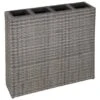 VidaXL Plantenbak Verhoogd Met 4 Potten Poly Rattan Grijs -Groene Hoek 1000009562