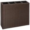 VidaXL Plantenbak Verhoogd Met 4 Potten Poly Rattan Bruin