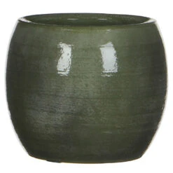 Mica Decorations Bloempot - Glanzend Groen - Keramiek - 14 X 12 Cm