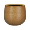 Mica Decorations Bloempot - Okergeel Met Relief - Keramiek - 21 Cm -Groene Hoek 1000010835