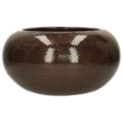 Mica Decorations Bloempot - Schaal - Antraciet - Keramiek - 32x 16 Cm