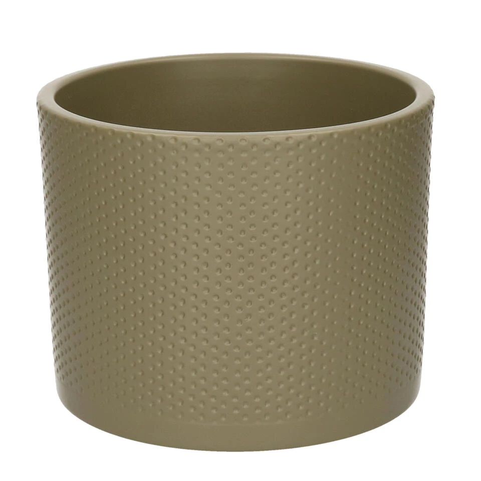 Mica Decorations Bloempot - Groentint - Gestipeld - 15 X 18 Cm 3 Mica Decorations Bloempot - Groentint - Gestipeld - 15 X 18 Cm