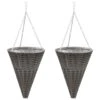 VidaXL Bloemenmanden Hangend 2 St Poly Rattan Grijs -Groene Hoek 1000011496