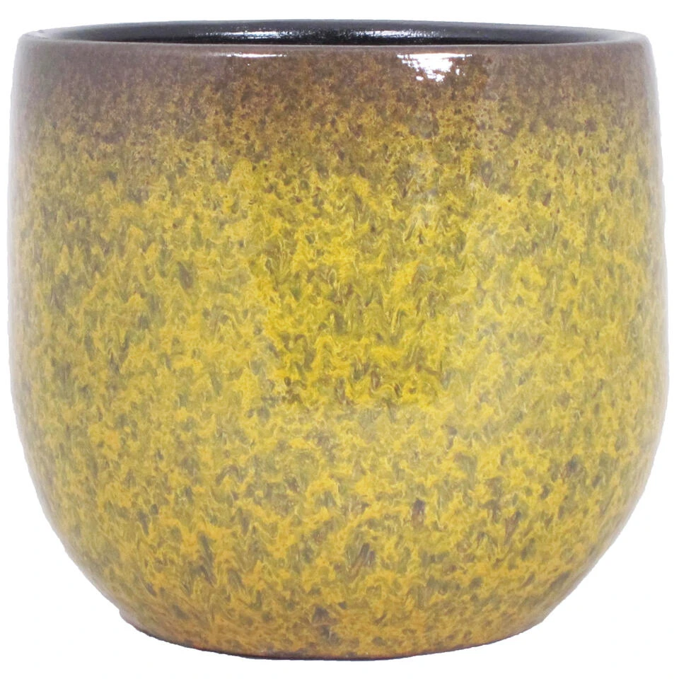 Floran Bloempot Mandy - Geel Met Flakes - Keramiek - 16 X 14 Cm 3 Floran Bloempot Mandy - Geel Met Flakes - Keramiek - 16 X 14 Cm