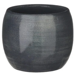 Mica Decorations Bloempot - Donkerblauw - Keramiek - 14 X 12 Cm
