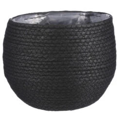 Mica Decorations Bloempot - Rotan - Zwart - Jute - 22 X 19 Cm