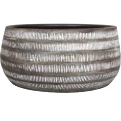 Floran Bloempot Lena - Schaal - Bruin - Mat - Geribbeld - 14 X 29 Cm