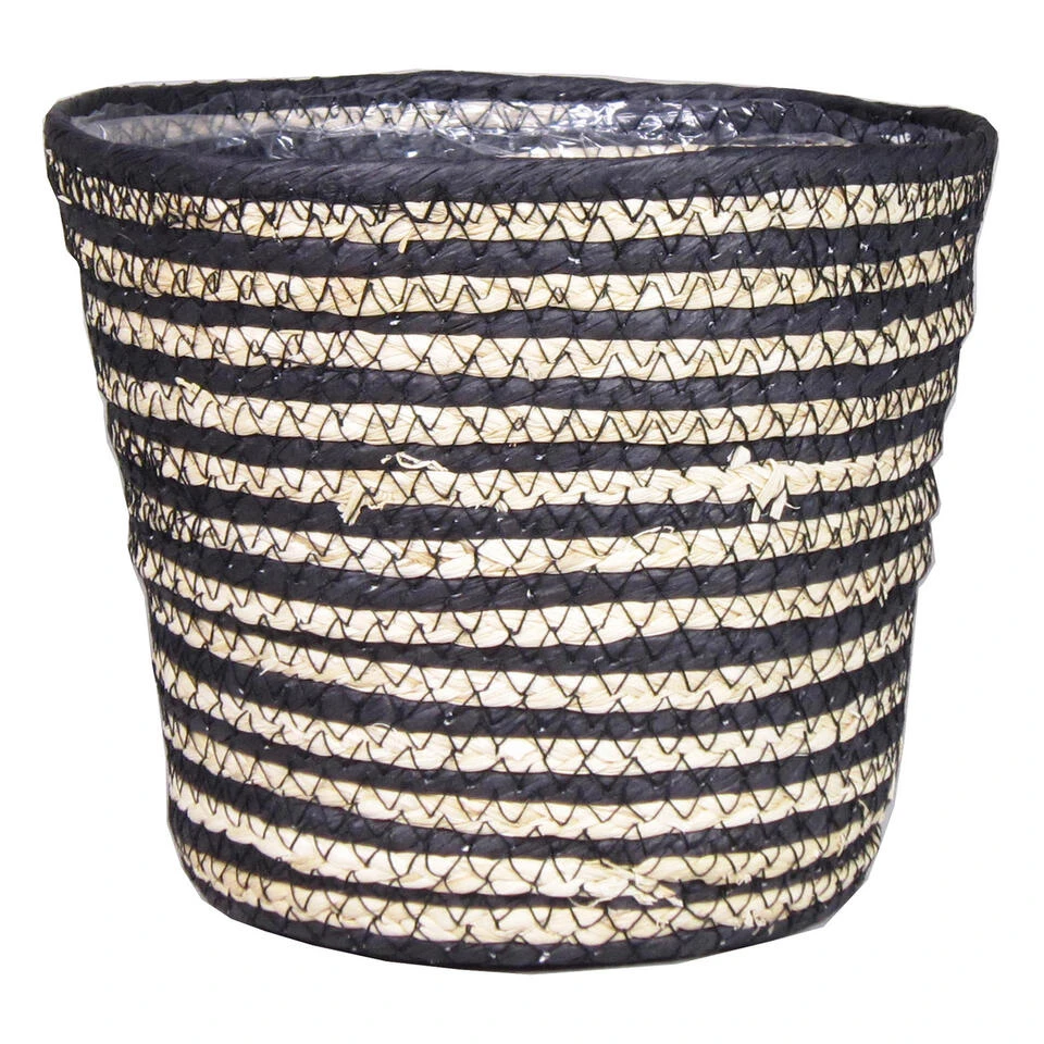 Bela Arte Plantenpot - Rotan - Naturel En Zwart - 19 X 16 Cm 3 Bela Arte Plantenpot - Rotan - Naturel En Zwart - 19 X 16 Cm