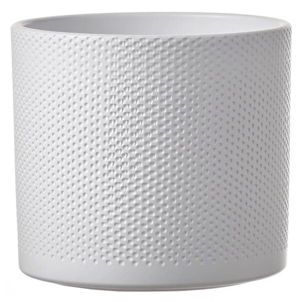 Mica Decorations Plantenpot - Wit - Relief - Keramiek - 19 X 17 Cm 3 Mica Decorations Plantenpot - Wit - Relief - Keramiek - 19 X 17 Cm