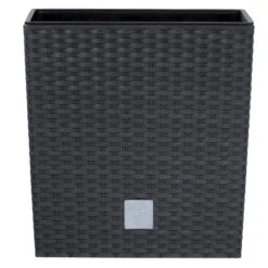 Prosperplast Kunststof Rato Rotan Bloempot/plantenpot Met Binnenpot Antraciet 20 Cm