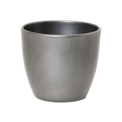 Floran Plantenpot - Zilver Metallic - Glanzend - Keramiek - 25 X 22 Cm
