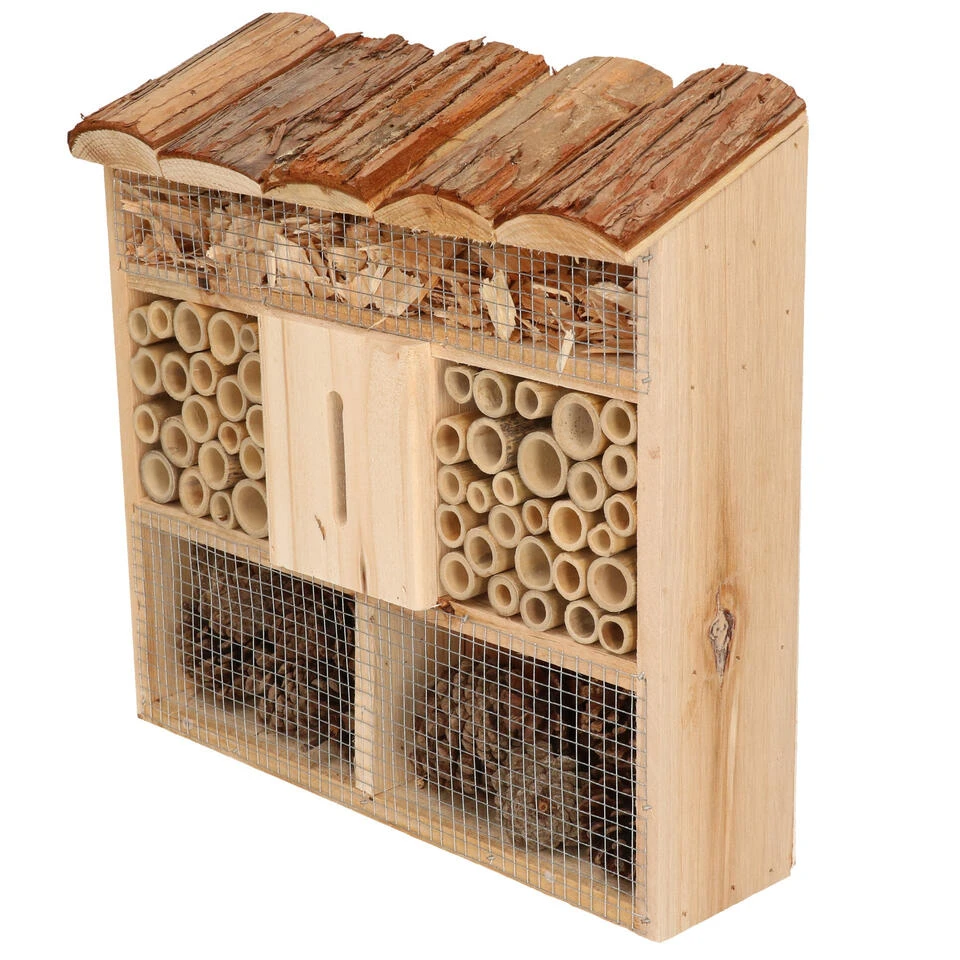 Merkloos Insectenhotel - Voor Bijen En Vlinders - Hout - 30 Cm 4 Merkloos Insectenhotel - Voor Bijen En Vlinders - Hout - 30 Cm - Afbeelding 2