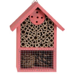 Merkloos Insectenhotel - Roze - Hout - 20 Cm -Groene Hoek 1000025312 0101