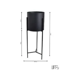 LOFT42 Joy Plantenbak Rond - Metaal - Mat Zwart -Groene Hoek 1000032403 0103