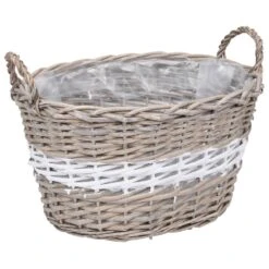 VidaXL Plantenbakken Verhoogd 3 St Wicker Met PE-voering -Groene Hoek 1000039757 0103