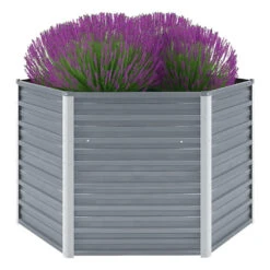 VidaXL Plantenbak Verhoogd 129x129x77 Cm Gegalvaniseerd Staal Grijs