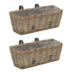 VidaXL Balkonbakken 2 St 40 Cm Wicker Met PE-voering