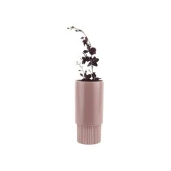 PRESENT TIME Plantenpot Ribbed - Mat Dusty Roze - Hoog - 26x12cm -Groene Hoek 1000040287 0101