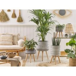 Beliani Plantenbak Voor Buiten ARGINIA - Grijs Magnesiumoxide -Groene Hoek 1000040814 0103