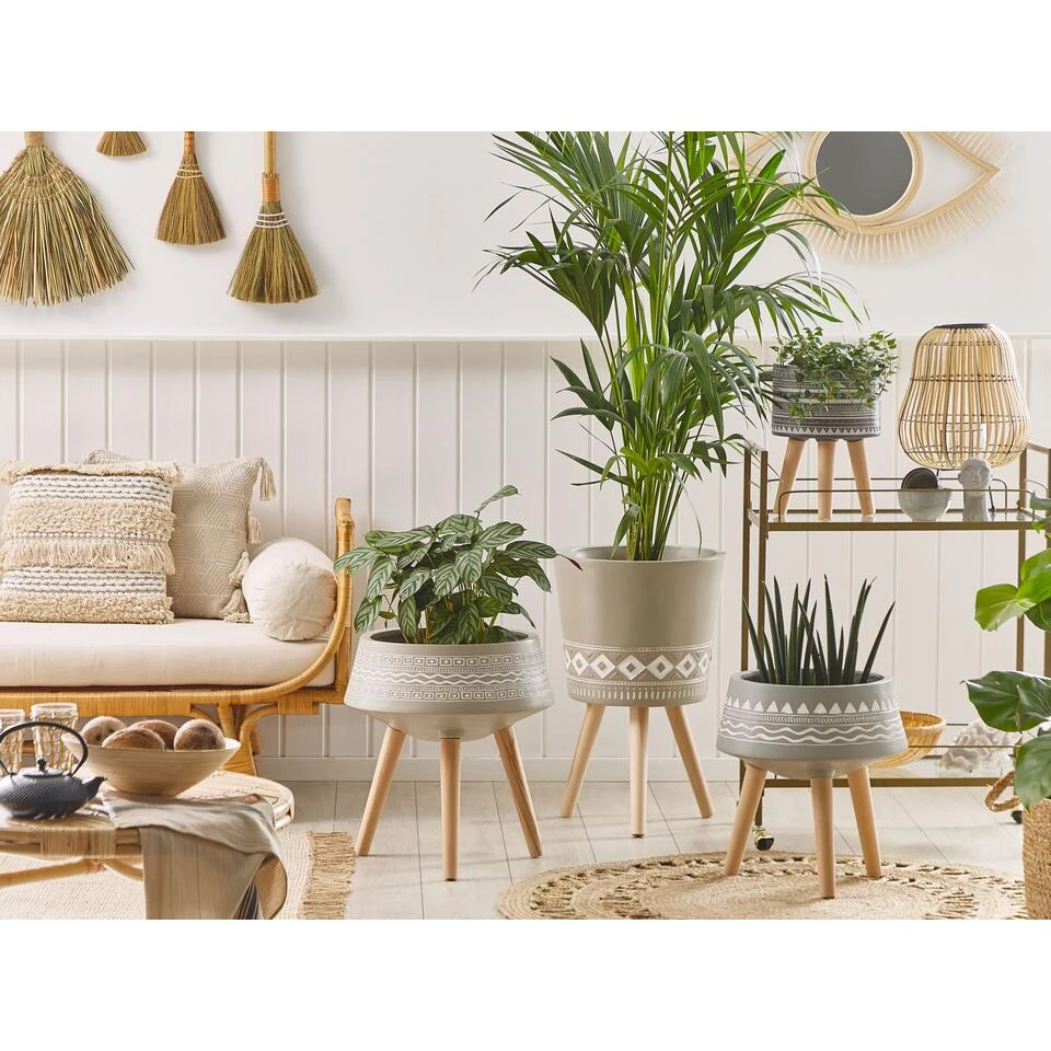 Beliani Plantenbak Voor Buiten ARTA - Beige Magnesiumoxide 4 Beliani Plantenbak Voor Buiten ARTA - Beige Magnesiumoxide - Afbeelding 2