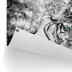 Tuinposter Tijger 60x80 Cm Zwart-Wit -Groene Hoek 1000042857 0102