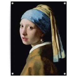 Tuinposter Vermeer Meisje Met De Parel 80x60 Cm Geel
