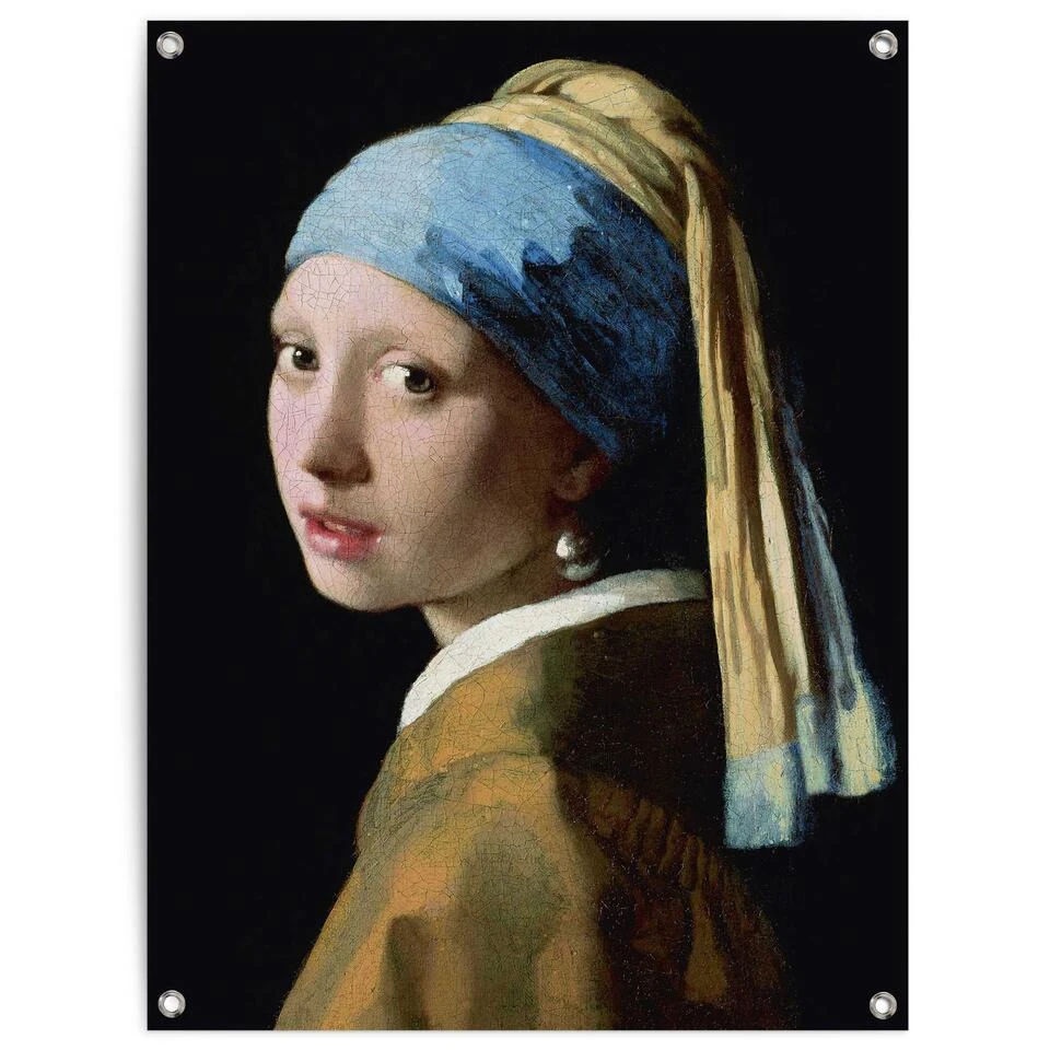 Tuinposter Vermeer Meisje Met De Parel 80x60 Cm Geel 3 Tuinposter Vermeer Meisje Met De Parel 80x60 Cm Geel