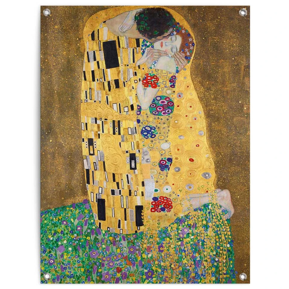 Tuinposter Klimt De Kus 80x60 Cm Geel 3 Tuinposter Klimt De Kus 80x60 Cm Geel