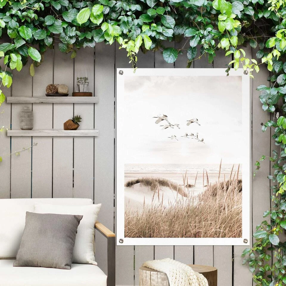 Tuinposter Kraanvogels 80x60 Cm Beige 4 Tuinposter Kraanvogels 80x60 Cm Beige - Afbeelding 2