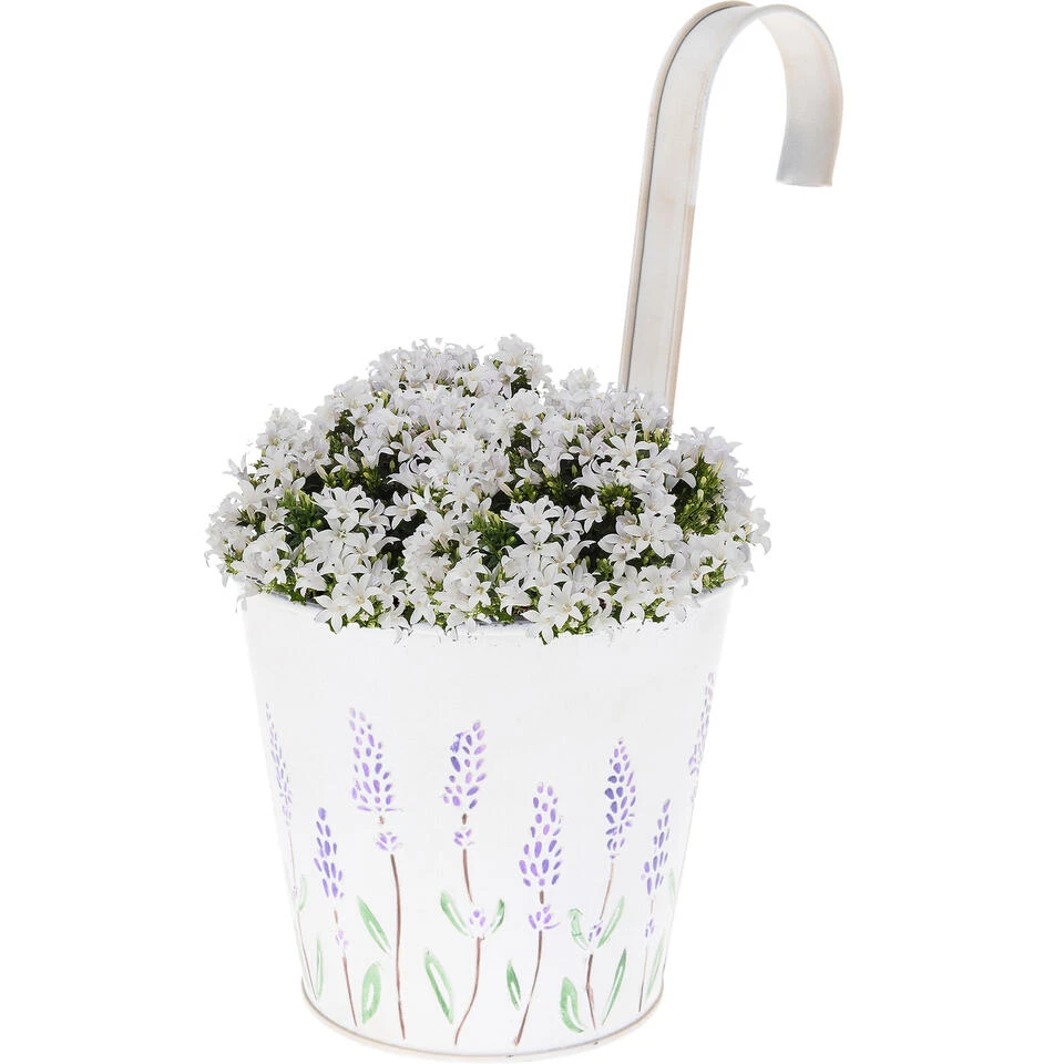 Merkloos Plantenpot Met Ophanghaak - Zink - Creme Wit - 14 X 13 X 26 Cm 4 Merkloos Plantenpot Met Ophanghaak - Zink - Creme Wit - 14 X 13 X 26 Cm - Afbeelding 2