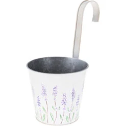 Merkloos Plantenpot Met Ophanghaak - Zink - Creme Wit - 14 X 13 X 26 Cm