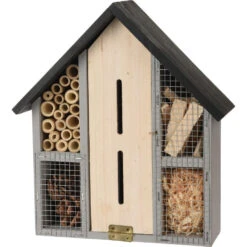 Merkloos Insectenhotel - Grijs - Hout - Bijenhuis - 29 Cm
