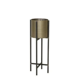 Bloempot + Standaard Caski - Tin Brons/Zwart - Ø28,5x80cm